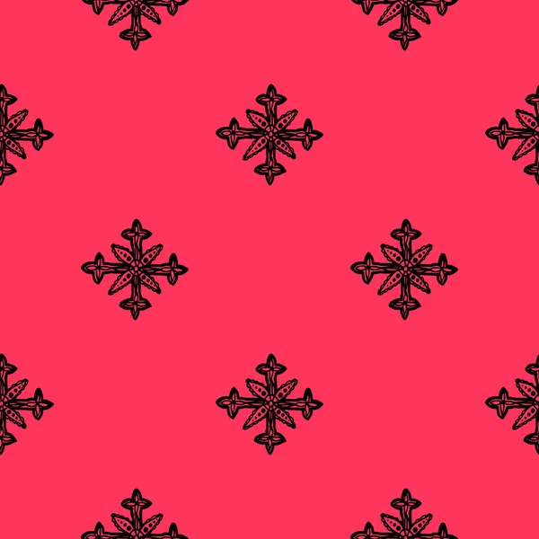 Schneeflocken Ethnischen Stil Nahtloses Muster Für Winter Neujahr Weihnachtsprojekte Abstrakte — Stockvektor