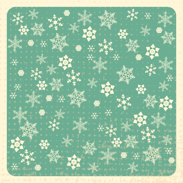 Vintage Snowflakes Background Forms Grunge Texture Ivory Elements Muted Green — Stock Vector