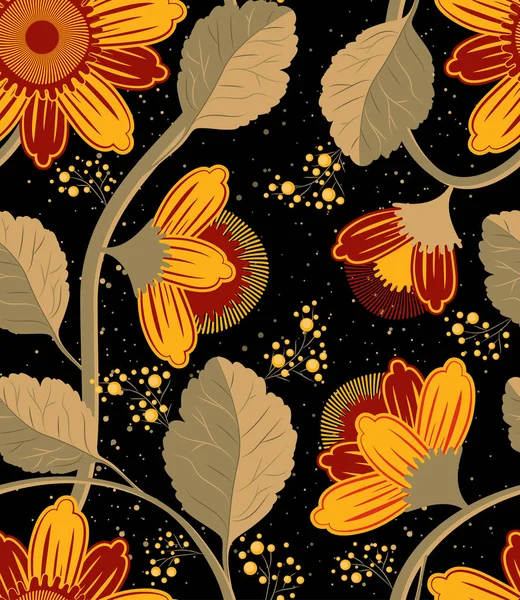 Vintage Εικονογράφηση Βοτανική Φαντασία Λουλούδι Ένα Μίσχο Φύλλα Και Μπουμπούκια — Διανυσματικό Αρχείο