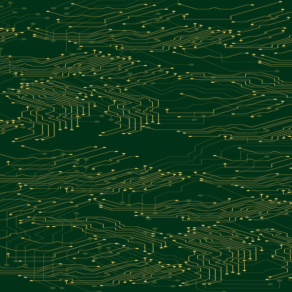 Абстрактный техно-фон, изометрия, иллюстрация микросхемы
