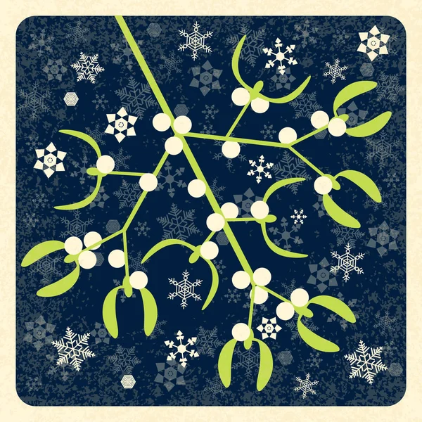 Mistletoe Vector Illustration Mistletoe Branch Berries New Year Christmas Traditional — Stock Vector