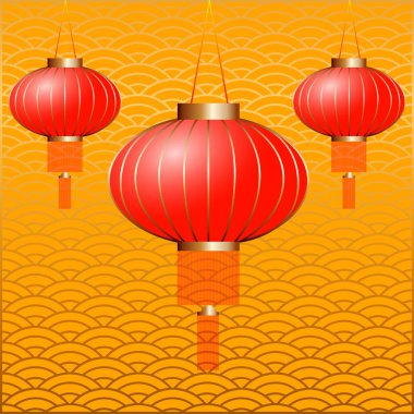 Çin yeni yıl 2019. Çin fenerler. sarı arka plan ile süsleme.