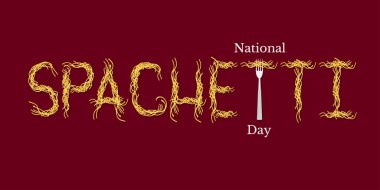 Ulusal spagetti gün. Olay adı. Spagetti Word - makarna ve çatal.