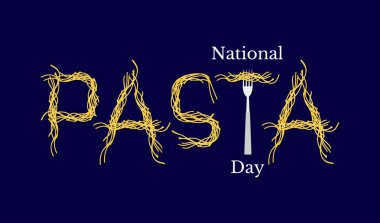 Ulusal makarna gün. Olay adı. Spagetti Word - makarna ve çatal.