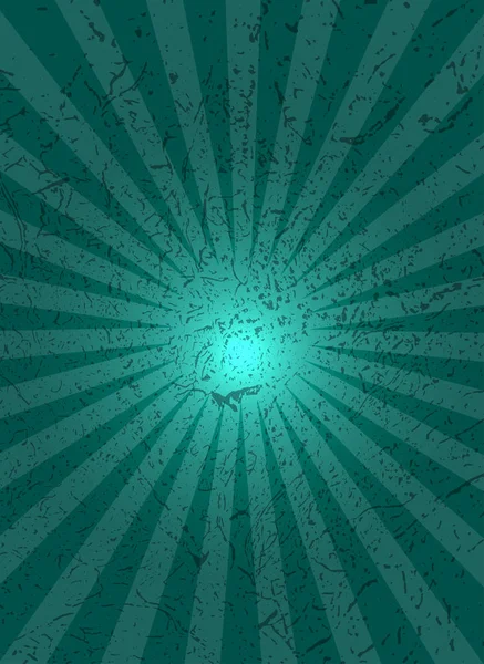 Green Background Center Rays Grunge Texture — Stock Vector