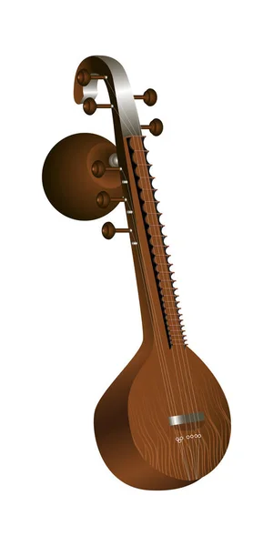 Veena Strumento Musicale Corde Indiane Illustrazione Vettoriale — Vettoriale Stock