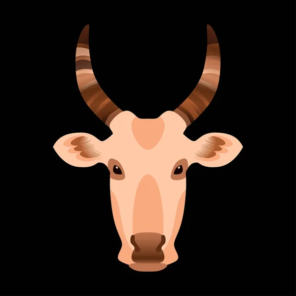 Tête Vache Illustration Vectorielle Fond Noir — Image vectorielle