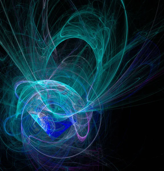 Fractal Abstraction Glowing Spiral Figure Emerald Blue Symbol Energy Tension — Stock Photo, Image