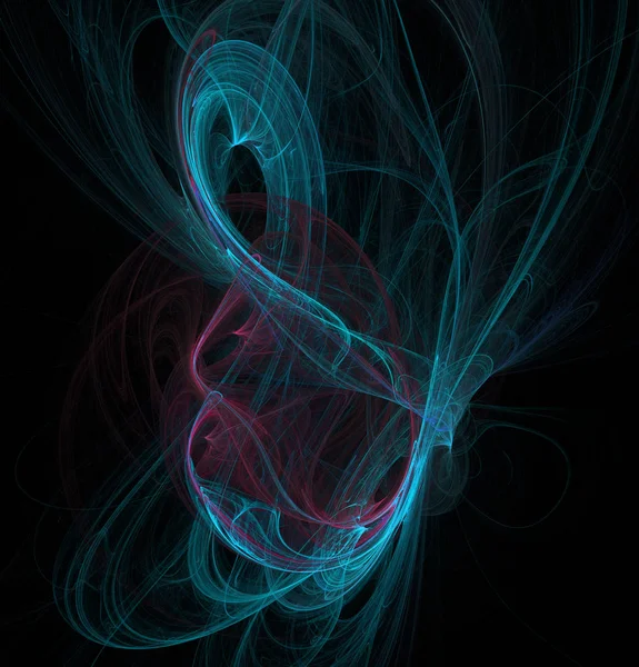 Fractal Abstraction Glowing Center Which Spirals Waves Blue Crimson Black — Stock Photo, Image