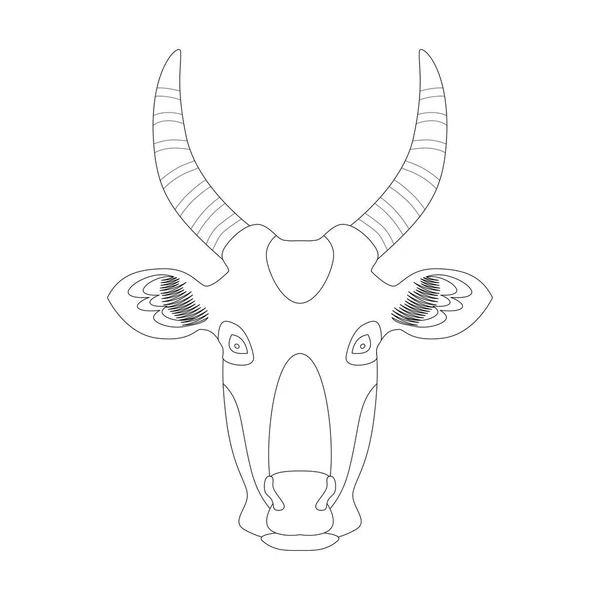 Kopf Einer Kuh Vektorillustration Färbung Lineare Grafik — Stockvektor