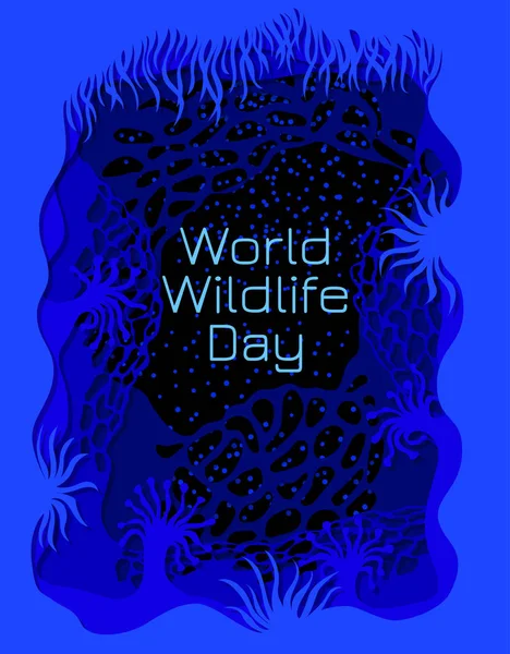 Día Mundial Vida Silvestre Concepto Evento Ambiental Mundo Submarino Arte — Vector de stock