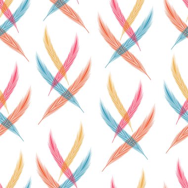 Rio karnaval. Renkli tüyler. Seamless modeli. Davet bilet afiş için şablon