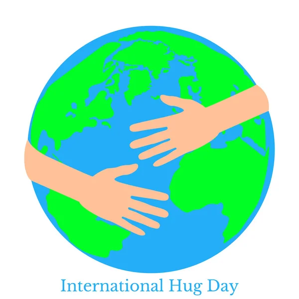 Journée Internationale Des Câlins Les Mains Serrent Planète Terre — Image vectorielle