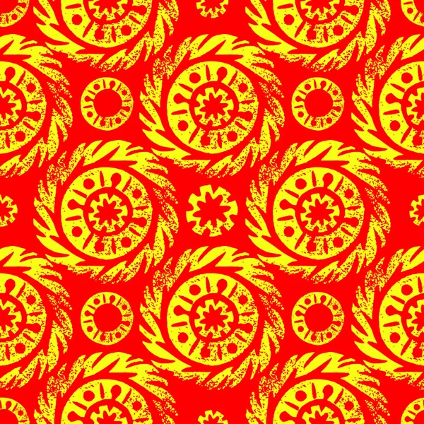 Masleniza Fastnacht Traditioneller Russischer Frühlingsfeiertag Kreisförmige Sonne Ethnischen Ornament Linolschnitt — Stockvektor