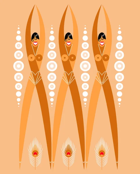 Meisjes Flappers Uit Jaren 1920 Gestileerde Illustratie Van Een Dansers — Stockvector