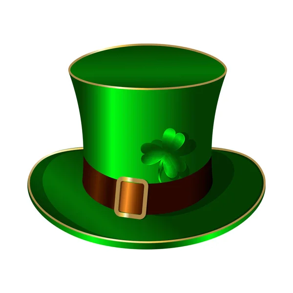 Sombrero Verde Del Día San Patricio Hebilla Cinturón Trébol Trébol — Vector de stock