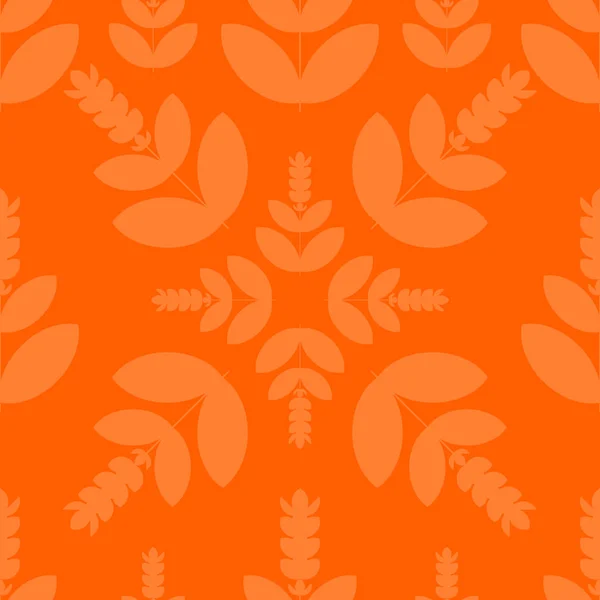 Cúrcuma Curcuma Planta Con Una Flor Siluetas Tonos Naranja Patrón — Vector de stock