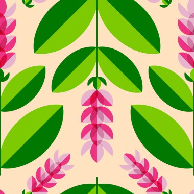 Zerdeçal, curcuma bitki çiçek. Stilize illüstrasyon. Seamless modeli. Bej renkli arka plan