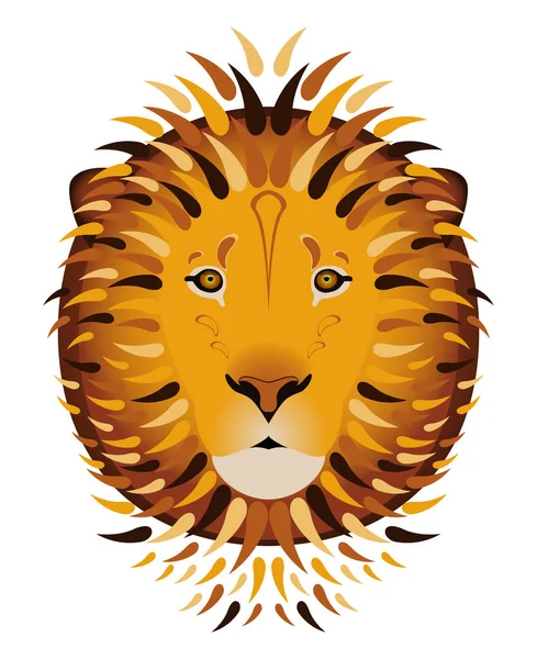 Löwenporträt Vektorillustration Des Kopfes Und Der Mähne Des Tieres Cartoon — Stockvektor