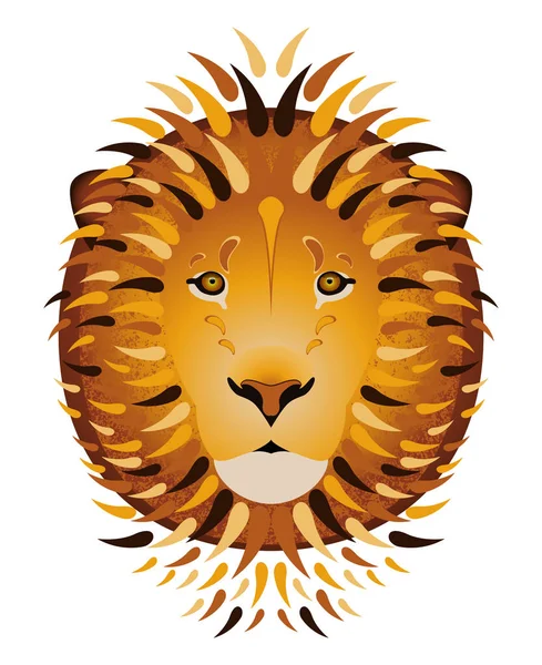 Retrato de león, cabeza. Estilo de dibujos animados. Fondo blanco — Vector de stock