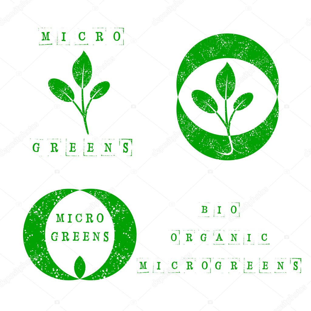 Microgreens Logo Set. Seed and living microgreens packaging design
