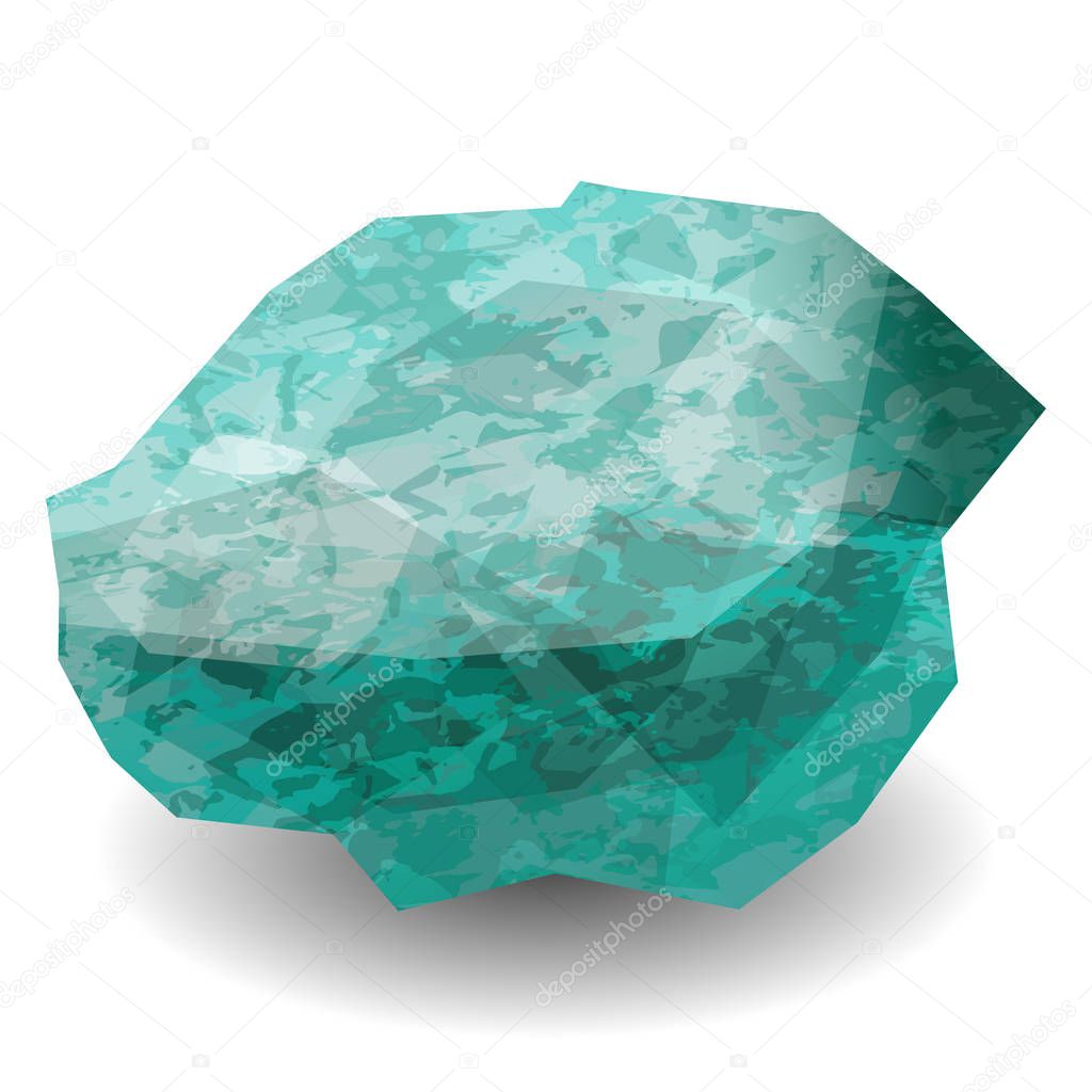 Emerald stone rough. Cluster crystal. Precious stone, gemstone, mineral.