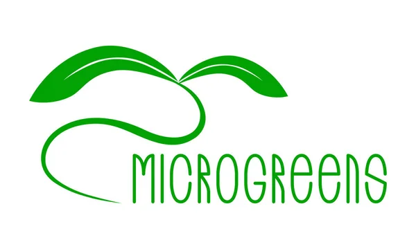 Microgreens Logo. Zaai- en levende microgreens ontwerp van de verpakking — Stockvector