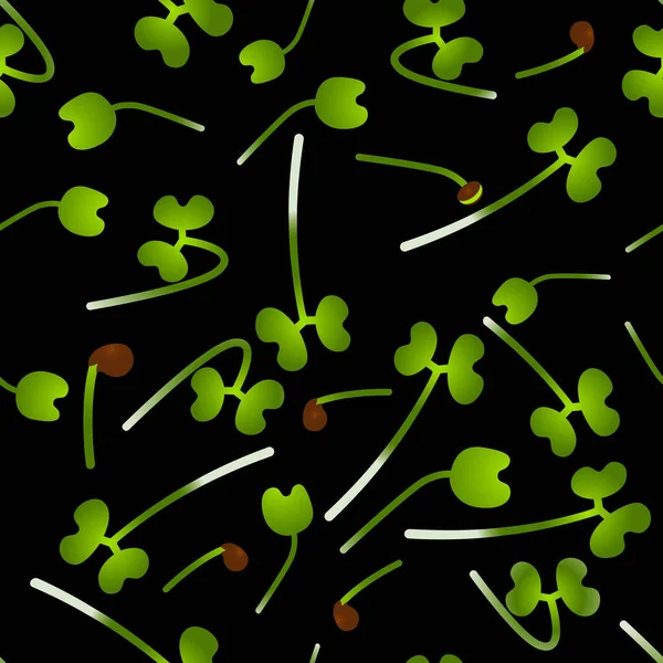 Microgreens コラール。植物の種子を発芽します。シームレス パターン。ビタミン剤、ビーガン フード. — ストックベクタ