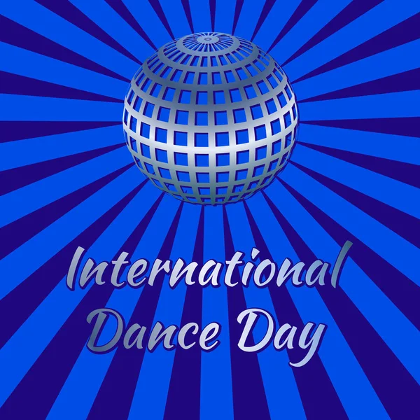 International Dance Day. Blue mirror ball — Stock Vector