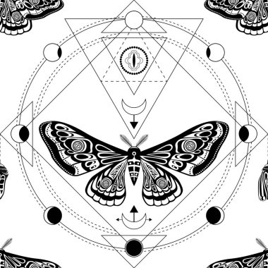 Gece güvesi, kelebek pupası. Kutsal geometri, esrarengiz.