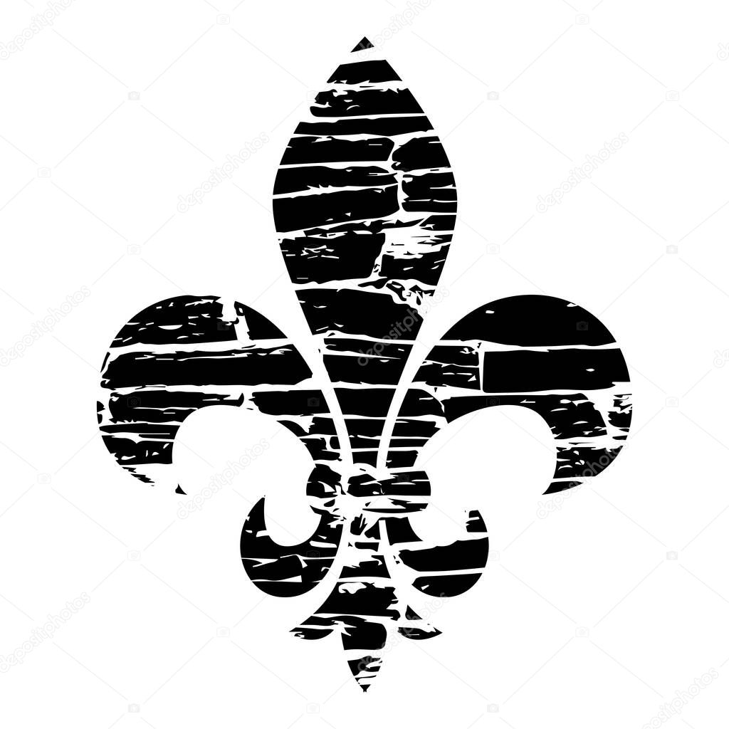 Fleur de lis. Heraldic lily. Mardi Gras Symbol. Grunge background black
