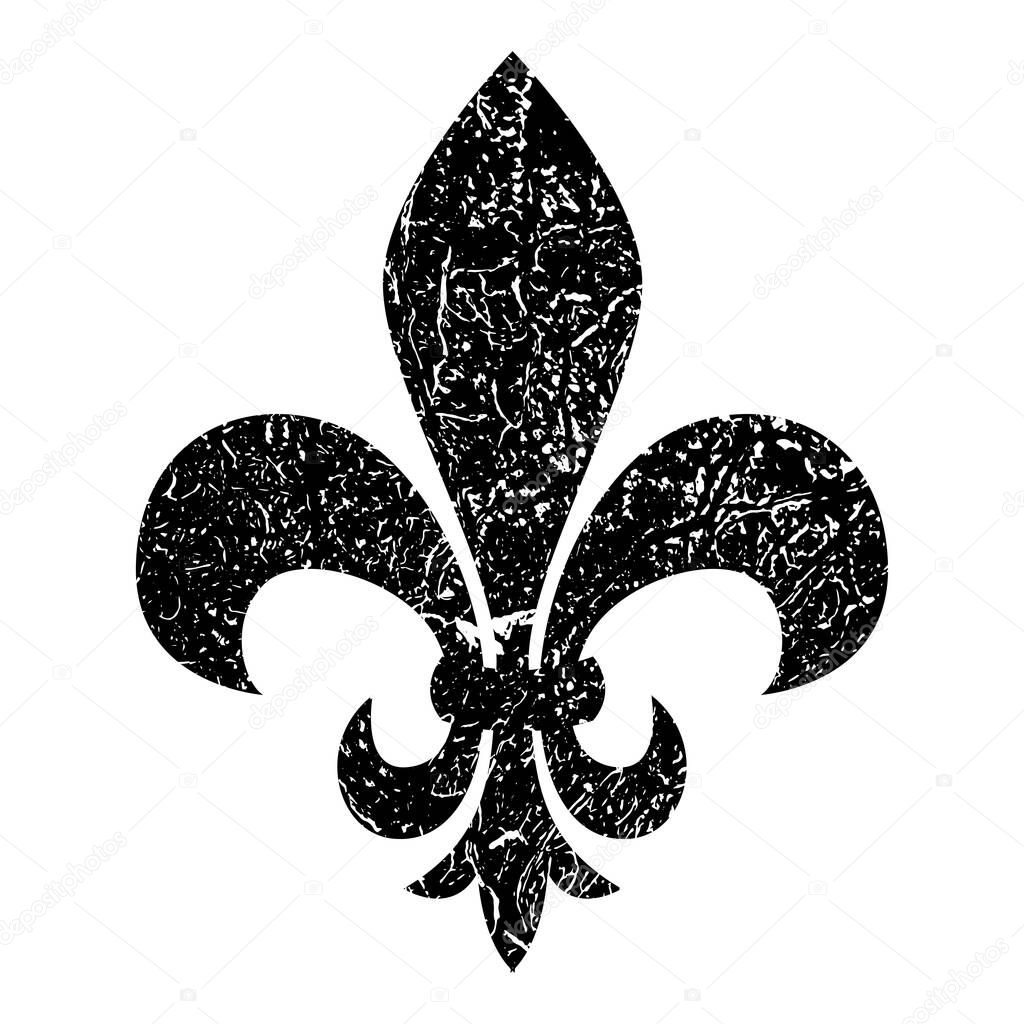 Fleur de lis. Heraldic lily. Mardi Gras Symbol. Grunge background black