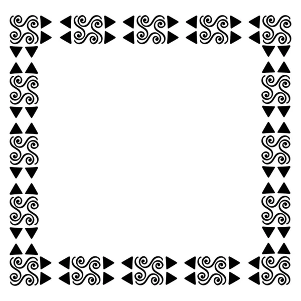 Dekorativní čtvercový hladký ornamentální okraj, rám izolovaný na bílém. — Stockový vektor
