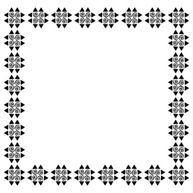 Dekoratif kare süslemesiz kenar, çerçeve beyaz üzerine izole.