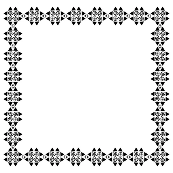 Dekorativní čtvercový hladký ornamentální okraj, rám izolovaný na bílém. — Stockový vektor