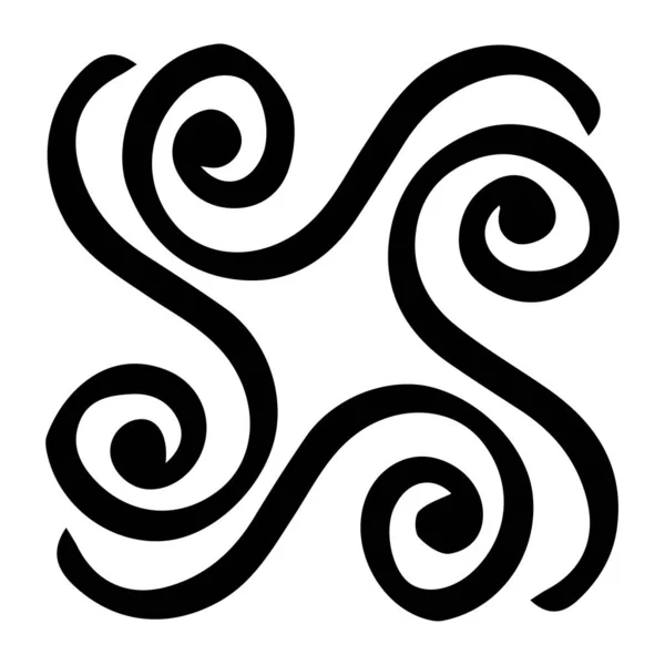 Decorative ethnic element. Quadrangular spiral. Isolated on white. — Stock Vector