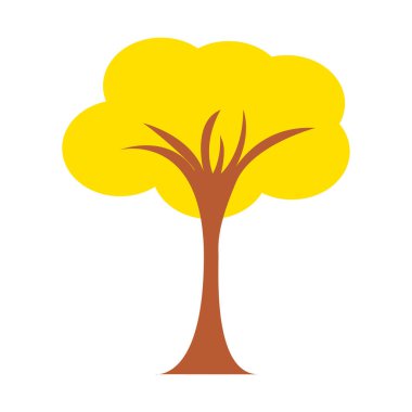 Sonbahar ağacı çizimi. Beyazda izole edilmiş. Çizgi film düz stili.