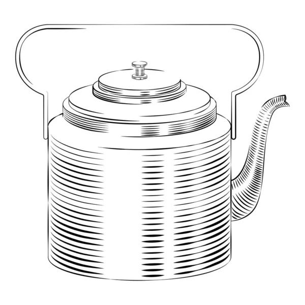 Международный день чая. Концепция сельскохозяйственного отдыха. Медный ретро чайник . — стоковый вектор