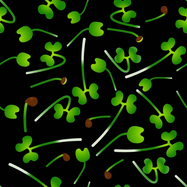 Microgreens Tatsoi Graines Germant Une Plante Modèle Sans Couture Supplément — Image vectorielle