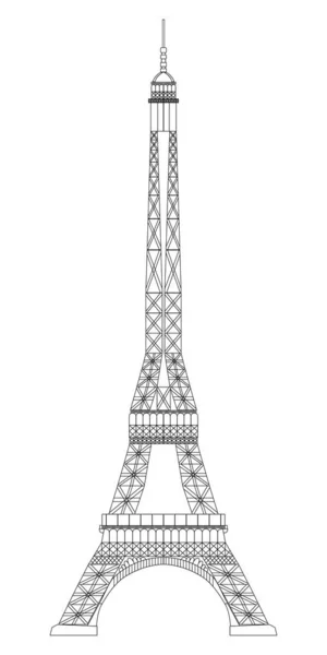 Torre Eiffel aislada sobre fondo blanco. Imagen a escala real — Vector de stock