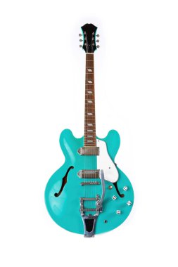 Elektro Gitar, turkuaz, 6 String beyaz izole
