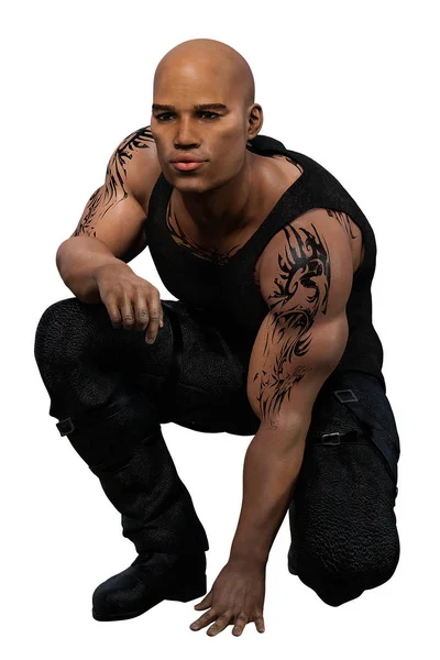 Kentsel fantezi African-American Man 3D render 3D Illustration