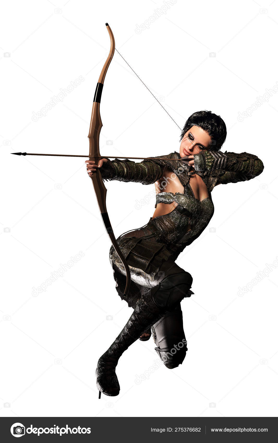 Elf Archer Woman Bow Arrow Illustration Rendering Stock Photo By C Authorsassembler Elf Archer Woman Bow Arrow Illustration Rendering Stock Photo By C Authorsassembler