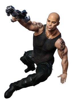 Kentsel fantezi African-American Man 3D render 3D Illustration