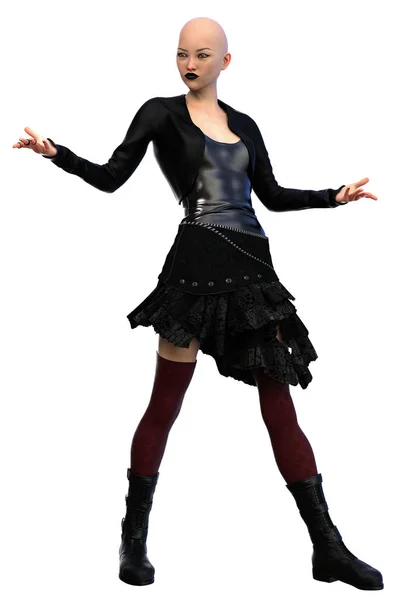 Urban Fantasy Goth Academy Asian Teen Rendering Illustration — Stock Photo, Image