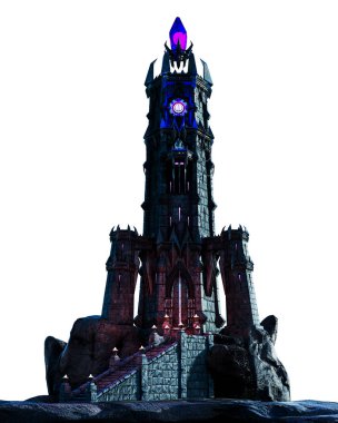 Fantasy Magic Dark Evil Tower, 3D illüstrasyon, 3D canlandırma