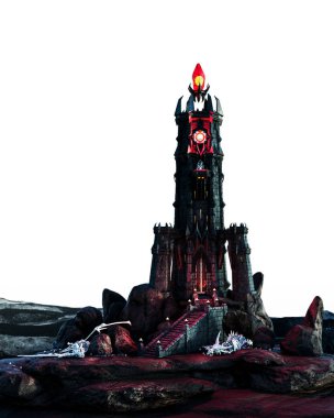 Fantasy Magic Dark Evil Tower, 3D illüstrasyon, 3D canlandırma