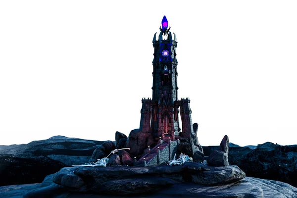 Fantasy Magic Dark Evil Tower, 3D illustration, 3D rendering