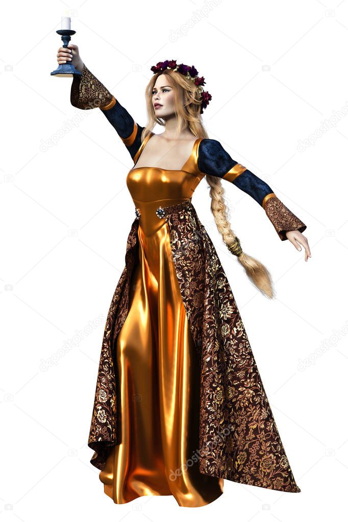 Medieval Fantasy Woman, 3D illustration, 3D Rendering