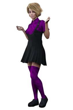 Kentsel Fantezi Akademisi POC Teen: İzole Beyaz Arkaplan, 3D Görüntü, 3D Görüntü